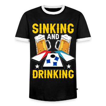 Cornhole Maisloch - Männer Kontrast-T-Shirt - Schwarz/Weiß - Vorne - AI Model Female 172 light (172cm) & AI Model Male 178 light (178cm)