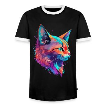 Cats Pet Art Cute Cat Cute Kitten - Men's Ringer Shirt - black/white - Front - AI Model Female 172 light (172cm) & AI Model Male 178 light (178cm)