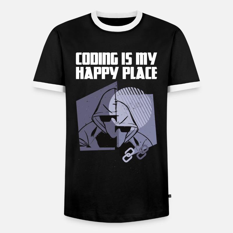 Coding is my happy place - Männer Kontrast-T-Shirt - Schwarz/Weiß