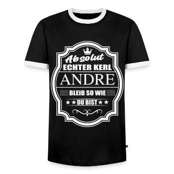 Absolut Echter Kerl Andre Bleib So Wie Du Bist - Männer Kontrast-T-Shirt - Schwarz/Weiß - Vorne - AI Model Female 172 light (172cm) & AI Model Male 178 light (178cm)