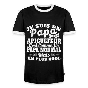 Papa et apiculteur - T-shirt contrasté Homme - noir/blanc - Devant - AI Model Female 172 light (172cm) & AI Model Male 178 light (178cm)