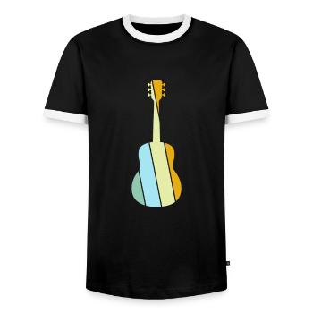 Guitar Retro - Men's Ringer Shirt - black/white - Front - AI Model Female 172 light (172cm) & AI Model Male 178 light (178cm)