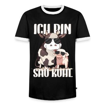 Ich Bin Sau Kuhl Kuh Landwirt Landwirtschaft Bauer - Männer Kontrast-T-Shirt - Schwarz/Weiß - Vorne - AI Model Female 172 light (172cm) & AI Model Male 178 light (178cm)