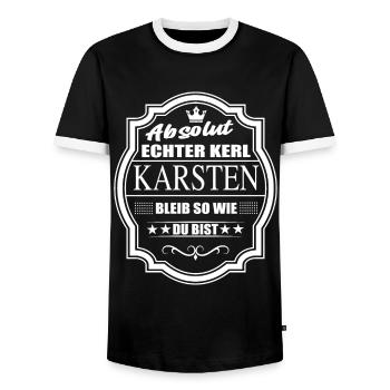 Absolut Echter Kerl Karsten Bleib So Wie Du Bist - Männer Kontrast-T-Shirt - Schwarz/Weiß - Vorne - AI Model Female 172 light (172cm) & AI Model Male 178 light (178cm)
