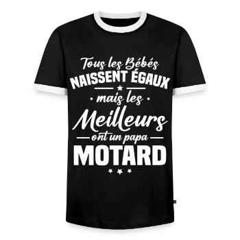 Bébés égaux meilleurs ont un papa motard - T-shirt contrasté Homme - noir/blanc - Devant - AI Model Female 172 light (172cm) & AI Model Male 178 light (178cm)