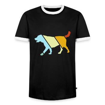 Hund Retro - Männer Kontrast-T-Shirt - Schwarz/Weiß - Vorne - AI Model Female 172 light (172cm) & AI Model Male 178 light (178cm)