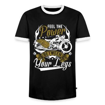 Motorcycle Rider Funny - Men's Ringer Shirt - black/white - Front - AI Model Female 172 light (172cm) & AI Model Male 178 light (178cm)