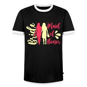 Demoiselle D’honneur Mariée Enterrement De Vie De Jeune Fille Mariage - T-shirt contrasté Homme - noir/blanc - Devant - AI Model Female 172 light (172cm) & AI Model Male 178 light (178cm)