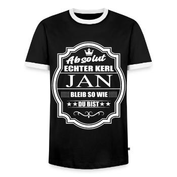 Absolut Echter Kerl Jan Bleib So Wie Du Bist - Männer Kontrast-T-Shirt - Schwarz/Weiß - Vorne - AI Model Female 172 light (172cm) & AI Model Male 178 light (178cm)