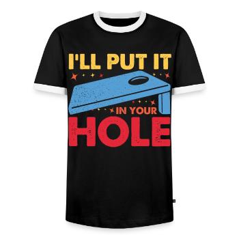 Lustiges Cornhole Corn Hole - Männer Kontrast-T-Shirt - Schwarz/Weiß - Vorne - AI Model Female 172 light (172cm) & AI Model Male 178 light (178cm)