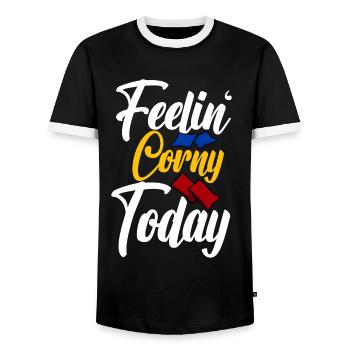 Funny Cornhole Corn Hole - Men's Ringer Shirt - black/white - Front - AI Model Female 172 light (172cm) & AI Model Male 178 light (178cm)