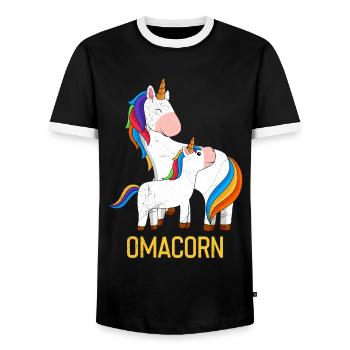 Omacorn Einhörner Fans Großmütter Unicorn - Männer Kontrast-T-Shirt - Schwarz/Weiß - Vorne - AI Model Female 172 light (172cm) & AI Model Male 178 light (178cm)