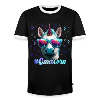 Licorne Fan Omacorn Grand-mère Fête des mères Mamie - T-shirt contrasté Homme - noir/blanc - Devant - AI Model Female 172 light (172cm) & AI Model Male 178 light (178cm)