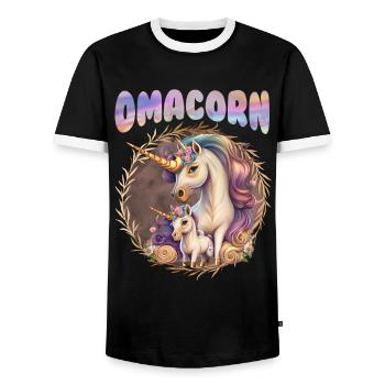 Omacorn Grandma Muttertag Großmutter Oma - Männer Kontrast-T-Shirt - Schwarz/Weiß - Vorne - AI Model Female 172 light (172cm) & AI Model Male 178 light (178cm)