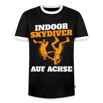 Indoor Skydiving Witzig - Männer Kontrast-T-Shirt - Schwarz/Weiß - Vorne - AI Model Female 172 light (172cm) & AI Model Male 178 light (178cm)