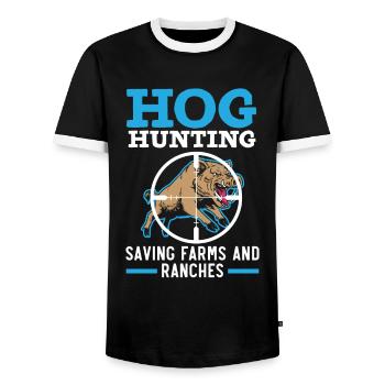 Schweinejagd Rettung von Farmen und Ranches Wildsc - Männer Kontrast-T-Shirt - Schwarz/Weiß - Vorne - AI Model Female 172 light (172cm) & AI Model Male 178 light (178cm)
