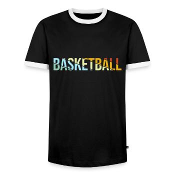 Basketball Retro - Männer Kontrast-T-Shirt - Schwarz/Weiß - Vorne - AI Model Female 172 light (172cm) & AI Model Male 178 light (178cm)