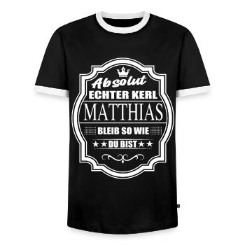 Absolut Echter Kerl Matthias Bleib So Wie Du Bist - Männer Kontrast-T-Shirt - Schwarz/Weiß - Vorne - AI Model Female 172 light (172cm) & AI Model Male 178 light (178cm)