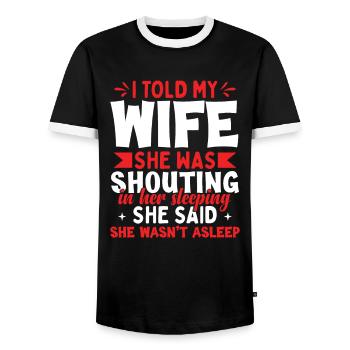 Ehemann Ehefrau Witz Lustig - Männer Kontrast-T-Shirt - Schwarz/Weiß - Vorne - AI Model Female 172 light (172cm) & AI Model Male 178 light (178cm)