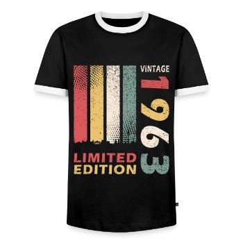 60E ANNIVERSAIRE ÉDITION LIMITÉE 1963 - T-shirt contrasté Homme - noir/blanc - Devant - AI Model Female 172 light (172cm) & AI Model Male 178 light (178cm)