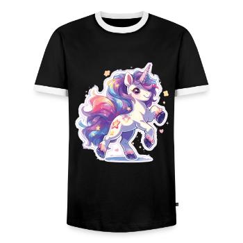 Süßes Einhorn Unicorns Einhörner - Männer Kontrast-T-Shirt - Schwarz/Weiß - Vorne - AI Model Female 172 light (172cm) & AI Model Male 178 light (178cm)