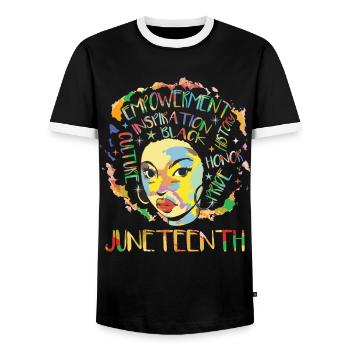Juneteenth Femmes Racines afro-américaines - T-shirt contrasté Homme - noir/blanc - Devant - AI Model Female 172 light (172cm) & AI Model Male 178 light (178cm)