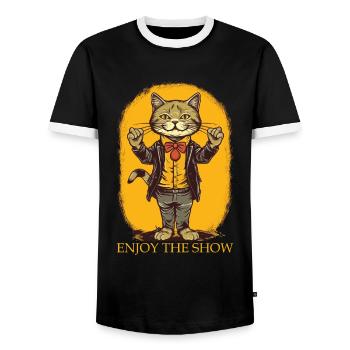 Enjoy the show - Cute - Men's Ringer Shirt - black/white - Front - AI Model Female 172 light (172cm) & AI Model Male 178 light (178cm)