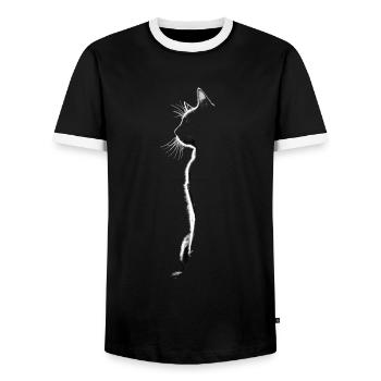 Minimalistische Katzensilhouette - Stilvolles - Männer Kontrast-T-Shirt - Schwarz/Weiß - Vorne - AI Model Female 172 light (172cm) & AI Model Male 178 light (178cm)