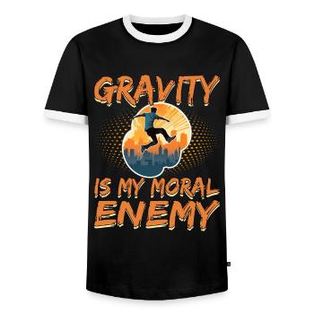 Parkour Le Parcour Freerunning Extremsport - Männer Kontrast-T-Shirt - Schwarz/Weiß - Vorne - AI Model Female 172 light (172cm) & AI Model Male 178 light (178cm)
