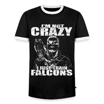 Falconer Peregrine Falcon Vintage Falconry - Men's Ringer Shirt - black/white - Front - AI Model Female 172 light (172cm) & AI Model Male 178 light (178cm)