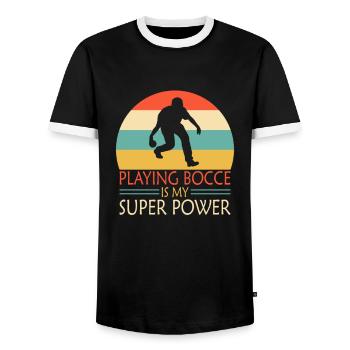 Joueur de pétanque drôle de pétanque - T-shirt contrasté Homme - noir/blanc - Devant - AI Model Female 172 light (172cm) & AI Model Male 178 light (178cm)