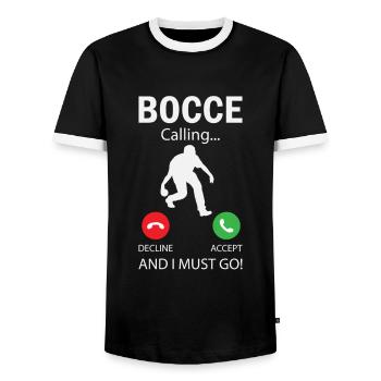 Joueur de pétanque drôle de pétanque - T-shirt contrasté Homme - noir/blanc - Devant - AI Model Female 172 light (172cm) & AI Model Male 178 light (178cm)