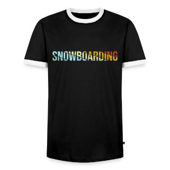 Snowboarding Retro - Männer Kontrast-T-Shirt - Schwarz/Weiß - Vorne - AI Model Female 172 light (172cm) & AI Model Male 178 light (178cm)