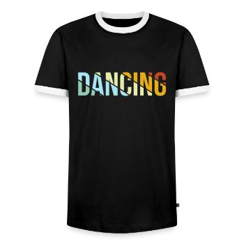 Dancing Retro - Men's Ringer Shirt - black/white - Front - AI Model Female 172 light (172cm) & AI Model Male 178 light (178cm)