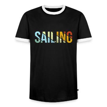 Rétro de la voile - T-shirt contrasté Homme - noir/blanc - Devant - AI Model Female 172 light (172cm) & AI Model Male 178 light (178cm)