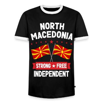 Macédoine du Nord - T-shirt contrasté Homme - noir/blanc - Devant - AI Model Female 172 light (172cm) & AI Model Male 178 light (178cm)