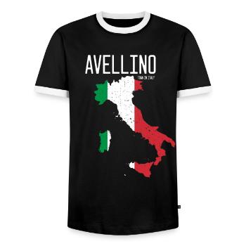 Avellino Italy Italian flag map Italia - Men's Ringer Shirt - black/white - Front - AI Model Female 172 light (172cm) & AI Model Male 178 light (178cm)