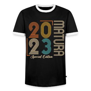 Matura Jeunes Filles Femmes et Hommes Matura 2023 - T-shirt contrasté Homme - noir/blanc - Devant - AI Model Female 172 light (172cm) & AI Model Male 178 light (178cm)