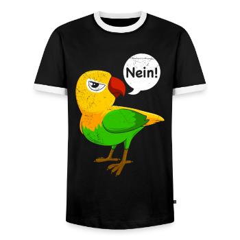 Liebesvögel Nein! sturre Vögel Lovebirds Papageien - Männer Kontrast-T-Shirt - Schwarz/Weiß - Vorne - AI Model Female 172 light (172cm) & AI Model Male 178 light (178cm)