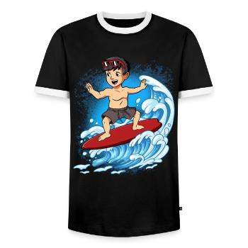 Wellensurfer Surfer Surfen - Männer Kontrast-T-Shirt - Schwarz/Weiß - Vorne - AI Model Female 172 light (172cm) & AI Model Male 178 light (178cm)