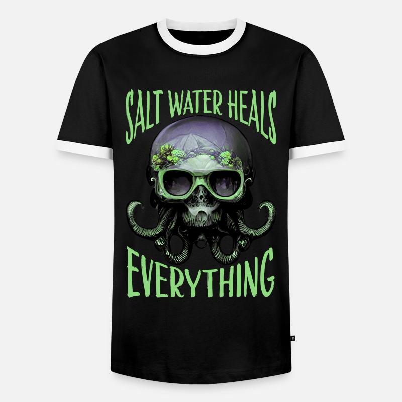 Octopus Skull Octopus Gift - Men's Ringer Shirt - black/white