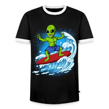 Wave surfers Surfers Surfers - Men's Ringer Shirt - black/white - Front - AI Model Female 172 light (172cm) & AI Model Male 178 light (178cm)