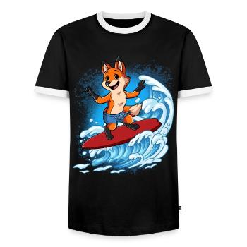 Wave surfers Surfers Surfers - Men's Ringer Shirt - black/white - Front - AI Model Female 172 light (172cm) & AI Model Male 178 light (178cm)