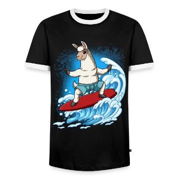 Wave surfers Surfers Surfers - Men's Ringer Shirt - black/white - Front - AI Model Female 172 light (172cm) & AI Model Male 178 light (178cm)