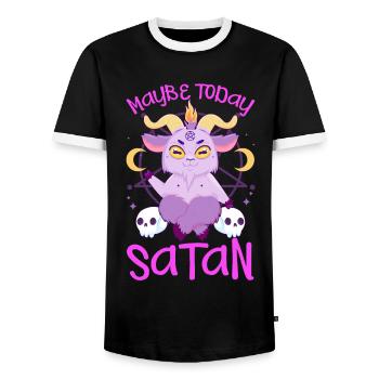 Satanic Satanism - Men's Ringer Shirt - black/white - Front - AI Model Female 172 light (172cm) & AI Model Male 178 light (178cm)