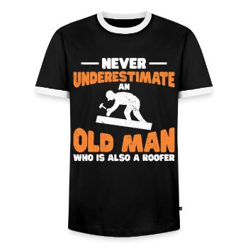 Couvreur Cadeau Travail Artisan Couvreur - T-shirt contrasté Homme - noir/blanc - Devant - AI Model Female 172 light (172cm) & AI Model Male 178 light (178cm)