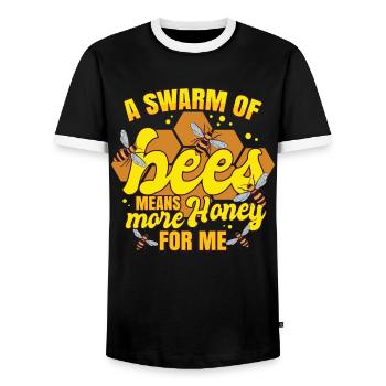 A Swarm Of Bees Means More Honey For Me - Men's Ringer Shirt - black/white - Front - AI Model Female 172 light (172cm) & AI Model Male 178 light (178cm)