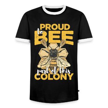 Proud To Bee Part Of This Colony - Men's Ringer Shirt - black/white - Front - AI Model Female 172 light (172cm) & AI Model Male 178 light (178cm)