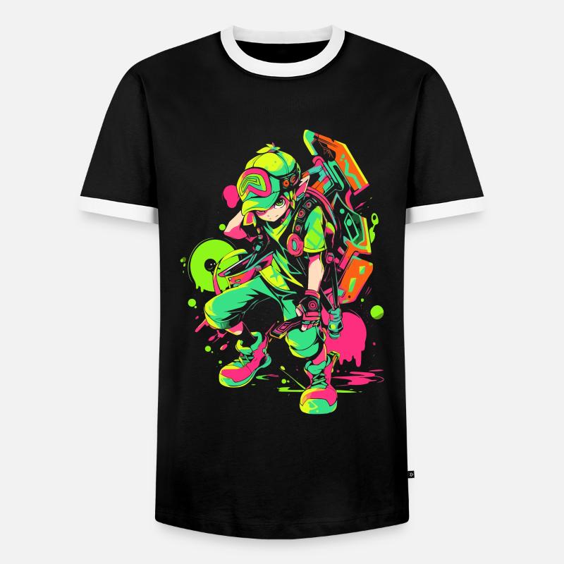 Legendärer Waldjunge: Cooles Splashy Gaming-Design - Männer Kontrast-T-Shirt - Schwarz/Weiß