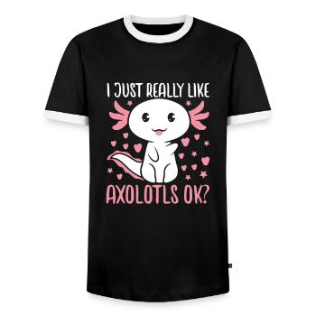 Axolotl Mexikanischer Salamander Lustiger Axolotl - Männer Kontrast-T-Shirt - Schwarz/Weiß - Vorne - AI Model Female 172 light (172cm) & AI Model Male 178 light (178cm)